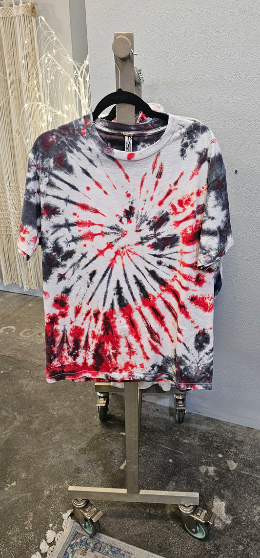 Spiral Red/Blue hand tie-dyed T-shirt